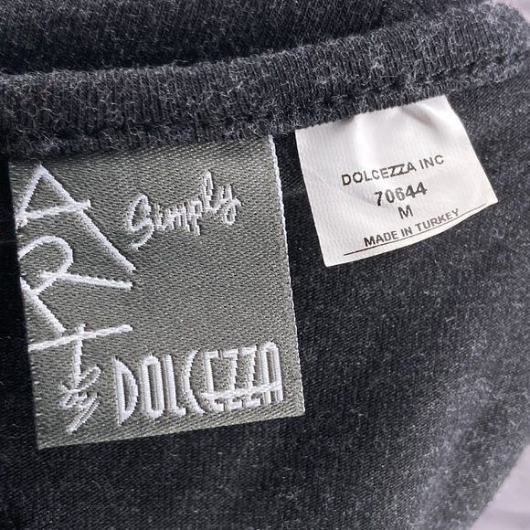 Simply Art by Dolcezza M Gray Artsy Embellished Zip V-Neck Stretch Knit Top - Picture 3 of 4